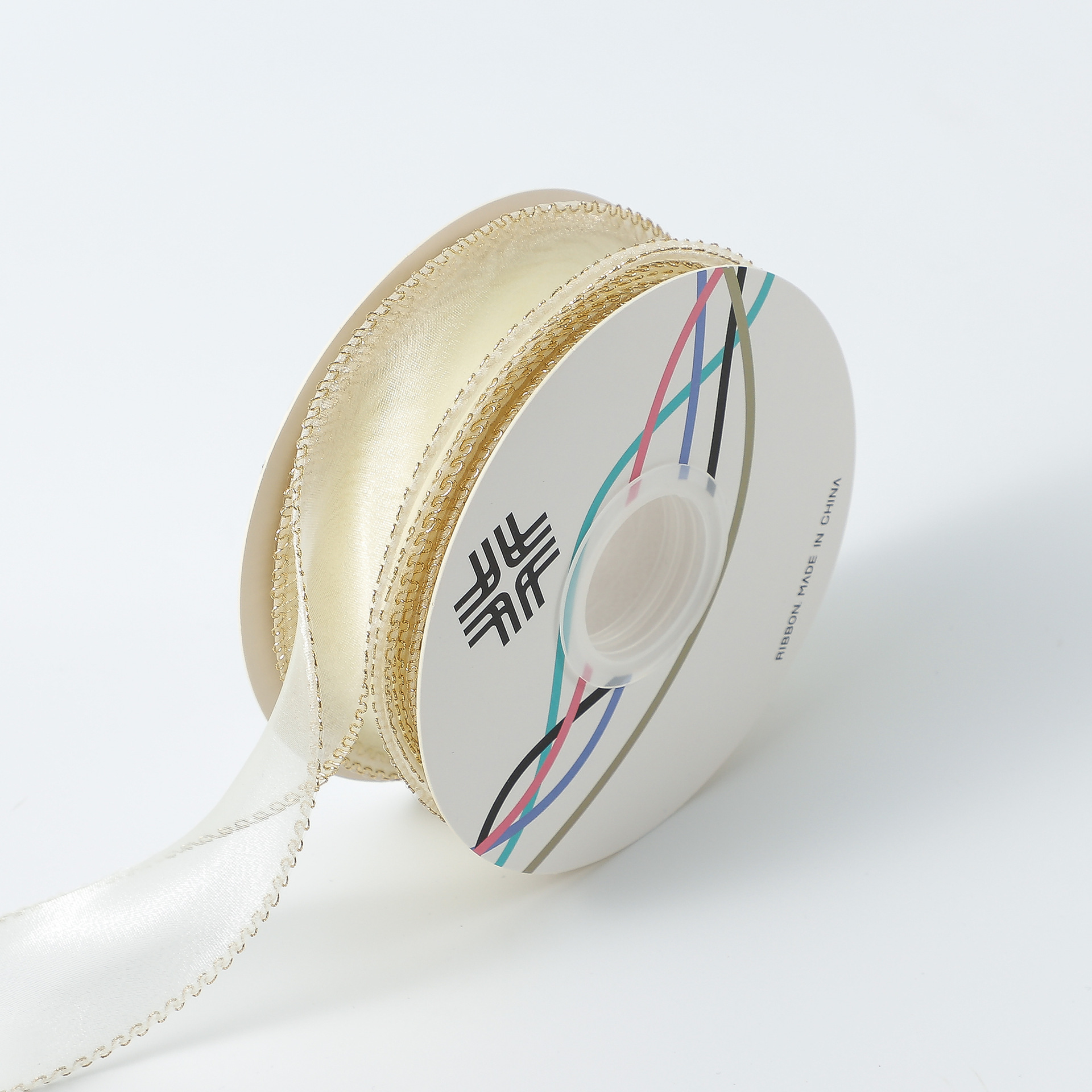 Venta al por mayor 4cm cinta borde dorado fishtail hilo flor cinta arco cinta decoración DIY tocado pastel de embalaje