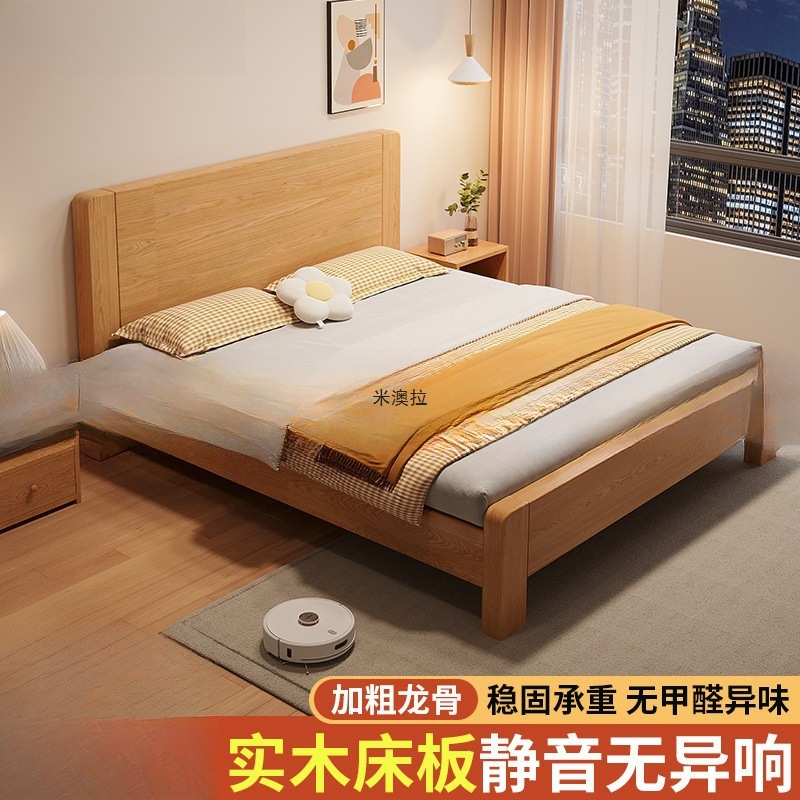 床实木床1.5米家用主卧1.8双人床小户型出租屋床1.2米单人床成人|undefined