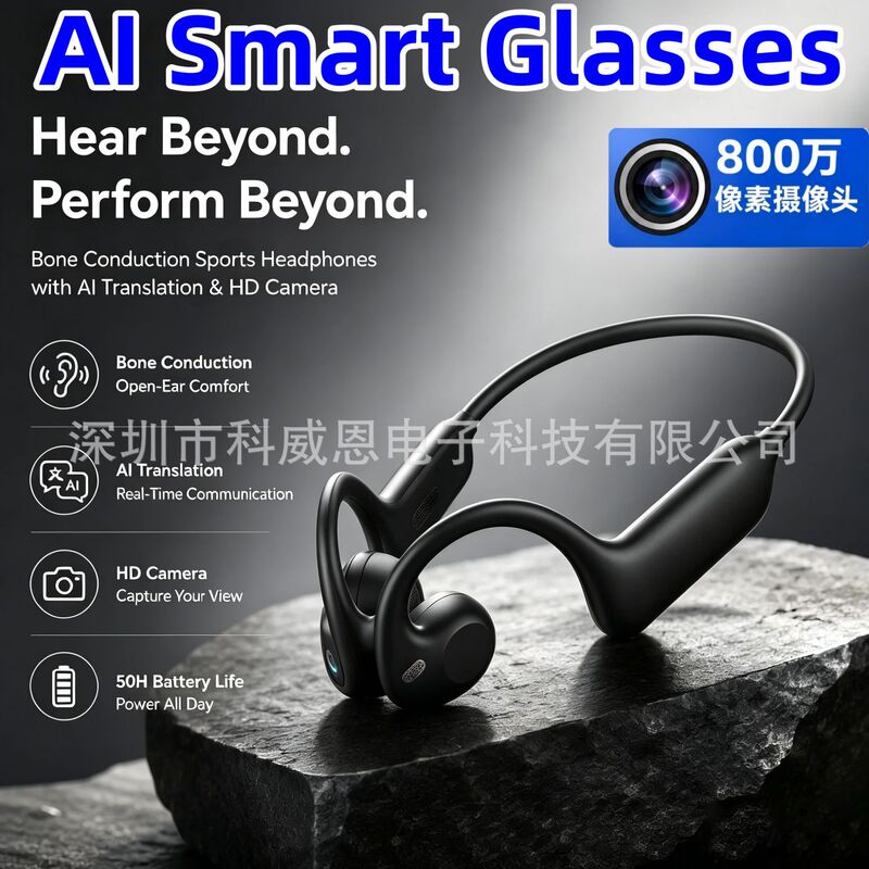 Cross-Border Smart Bluetooth Headphones with Camera, 8 Million Pixels for Photo and Video Recording, Translation, Sports Bluetooth Headphones