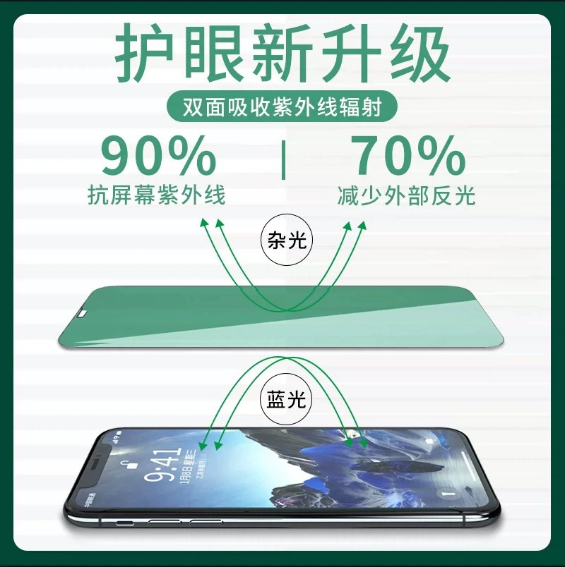 Подходит для vivoiqoo U1X прозрачная зелено-сияющая закаленная стеклянная пленка S5/S6 прозрачная зелёная светлая пленка x50/x60 пленка