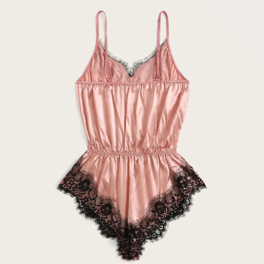 New Korean Style Push-Up Ice Silk Suspender Women's Pajamas Summer Lace Sexy Underwear One-Piece Pure Lust Style Wholesale