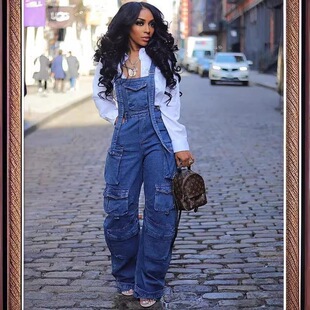 F 99209 Loose Denim Jumpsuit with Pockets ����ţ���B�wѝ