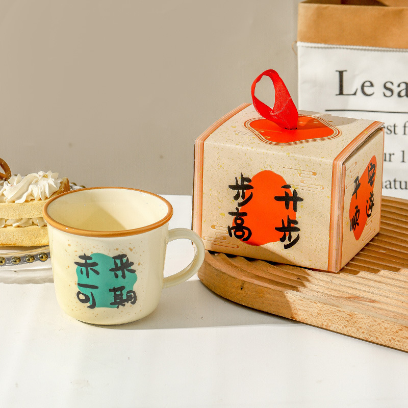 Regalo de mano deseo taza de cerámica de alto valor creativo de chicas taza de café retro taza de regalo de cumpleaños