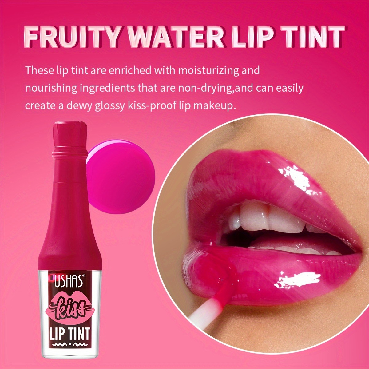 USHAS Brillo de labios de punto transfronterizo europeo y americano, brillo de labios de color duradero, lápiz labial que no se desvanece, esmalte de labios, taza antiadherente LG2511