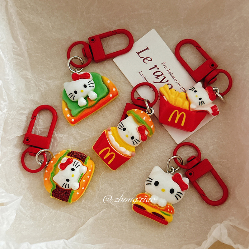漫画マクドナルド子猫キーホルダーペンダントかわいいクリエイティブバッグペンダント学生バックパックアクセサリー親友ギフト|undefined