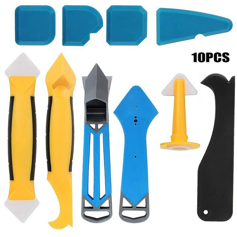 跨境10PCS厨房浴室地板瓷砖缝修整工具填缝喷嘴涂抹器刮板铲