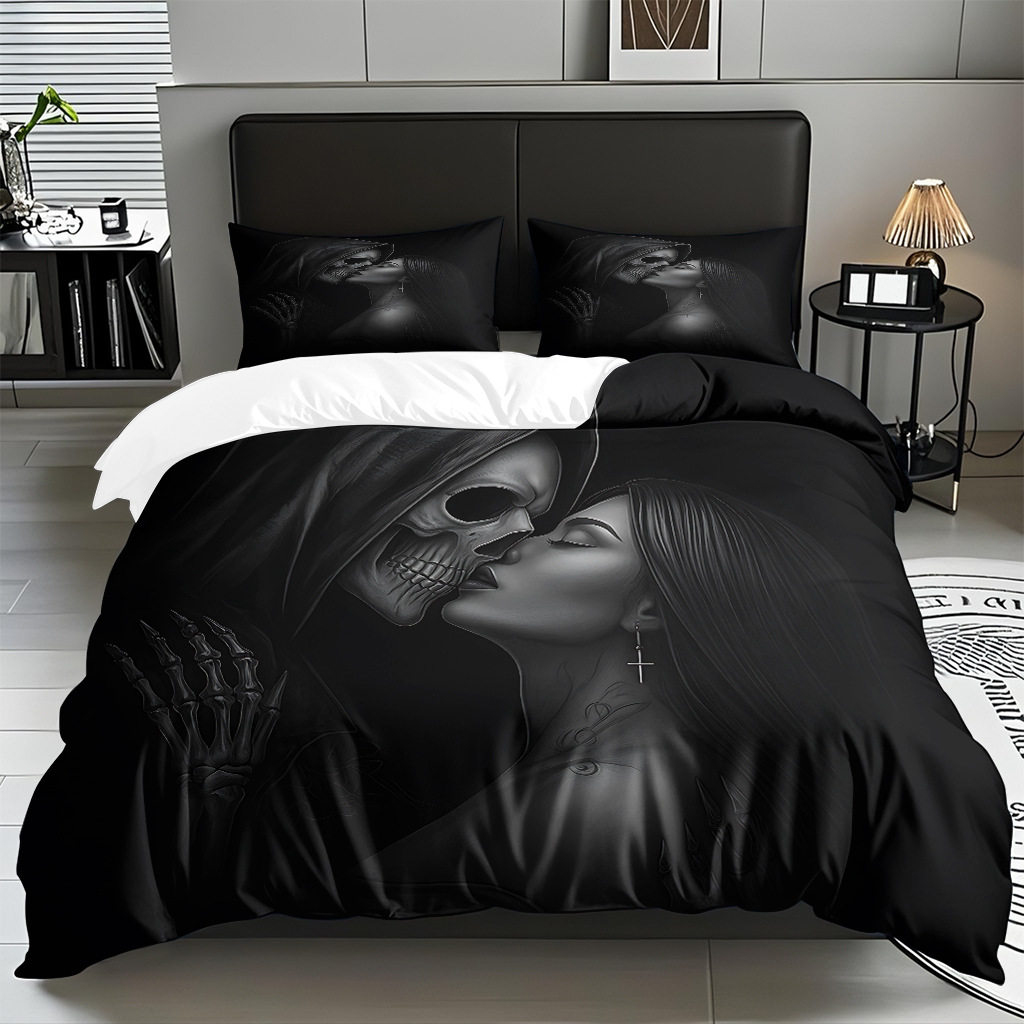 TEMU / JIT transfronterizo hogar cabeza de colcha impresa digital conjunto de edredón abrasivo fuente de ventilación fábrica directa