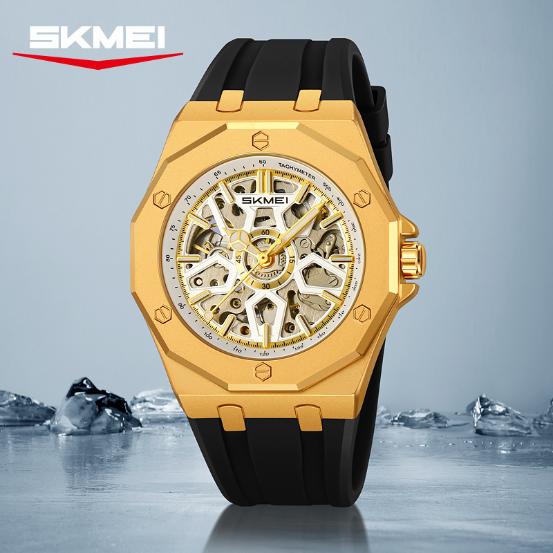 Timemei Mechanical Watch Men's High-End Fully Automatic Mechanical Watch Hollow Design Men's Watch Live Source Manufacturer