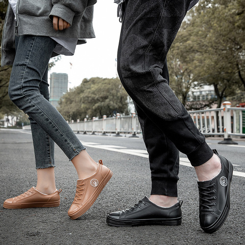 Couples Waterproof Rain Boots with Fleece Warmth, Lightweight Non-slip Fashion Japanese Low-top Water Shoes for Women and Youth