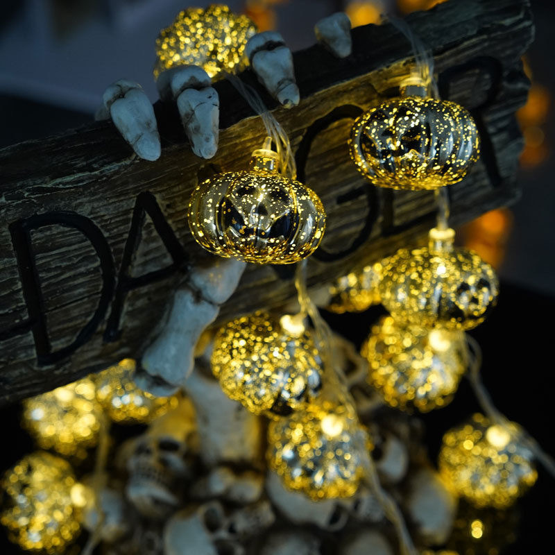 Luces LED transfronterizas, luces de cadena para Halloween, luces solares con forma de calabaza, luces decorativas para días festivos, luces de ambiente festivo para exteriores, luces coloridas