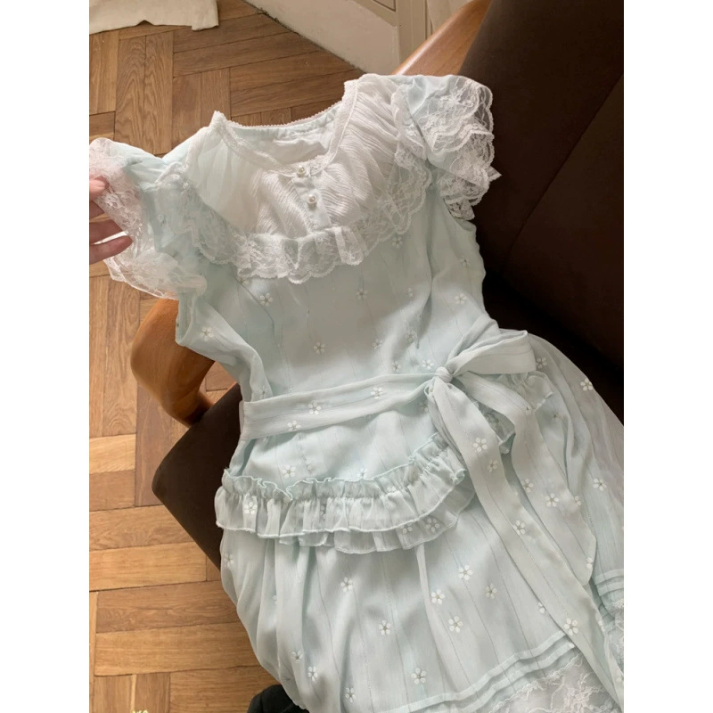 Летний мятный чай, древний белый лунный свет, атмосфера, мятный топ-мамбо, элегантная длинная юбка, костюм для отдыха, летний женский костюм