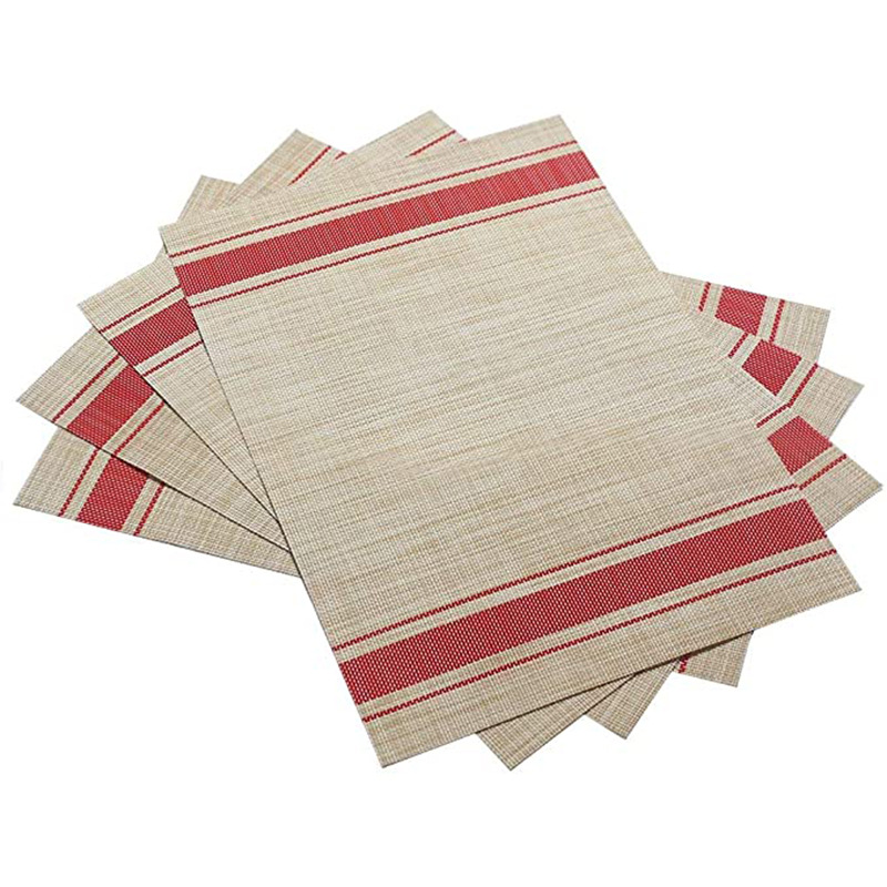 Mantel de PVC Lino japonés raya antideslizante mantel fácil limpieza trenzado occidental alimentos calor aislamiento estera montaña tabla bandera