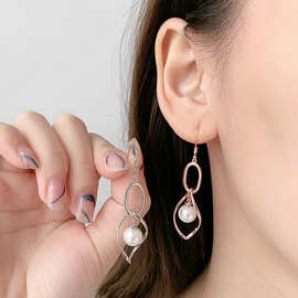 韩一925纯银针耳环女珍珠韩国气质百搭耳钉个性高级感耳坠耳饰品