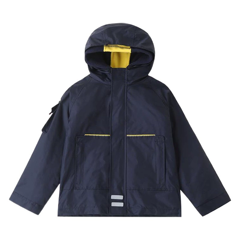 Уличная пикантная одежда для учащихся начальной и средней школы, Детское пальто из двух частей на флисовой подкладке, садовая одежда, школьная форма со съемной подкладкой и капюшоном