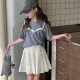 Orange Tiger Girl's Short Skirt suit 2025 Summer New Children's French Ballet Style Cake Skirt Lace T-Shirt