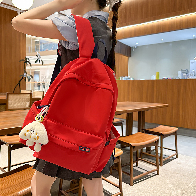 2025 新しい中学校と高校のトレンディなスクールバッグカレッジスタイル無地シンプルなトラベルバッグ大容量軽量バックパックトレンディ|undefined