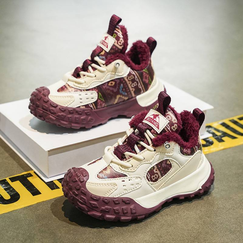 Astro para niños zapatos deportivos Guofeng invierno 2025 nuevo algodón calentamiento zapatos de carrera con suela suave zapatos de papá cómodos