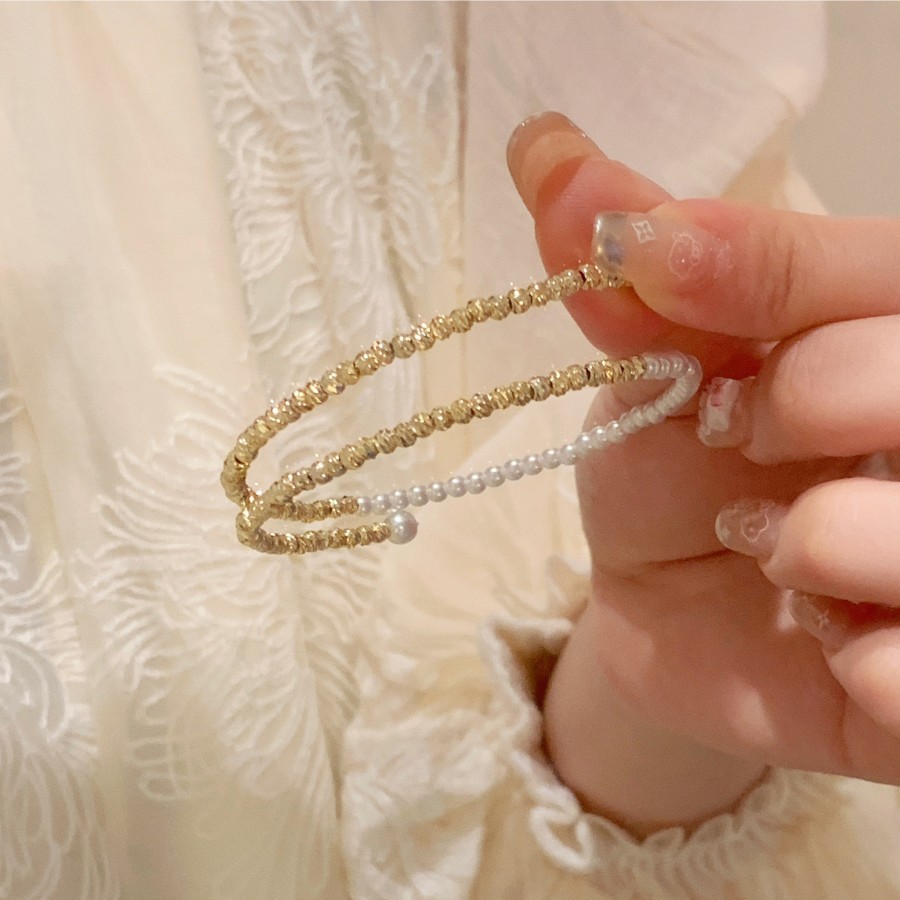 Pulsera de memoria elástica de moda de plata de tres anillos de cinco anillos pulsera de bobinado elegante todo-fósforo flash multi-capa pulsera elástica