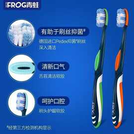 青蛙牙刷家用成人去口臭牙渍亮白纤柔强净强效柔洁软硬毛宽头套装