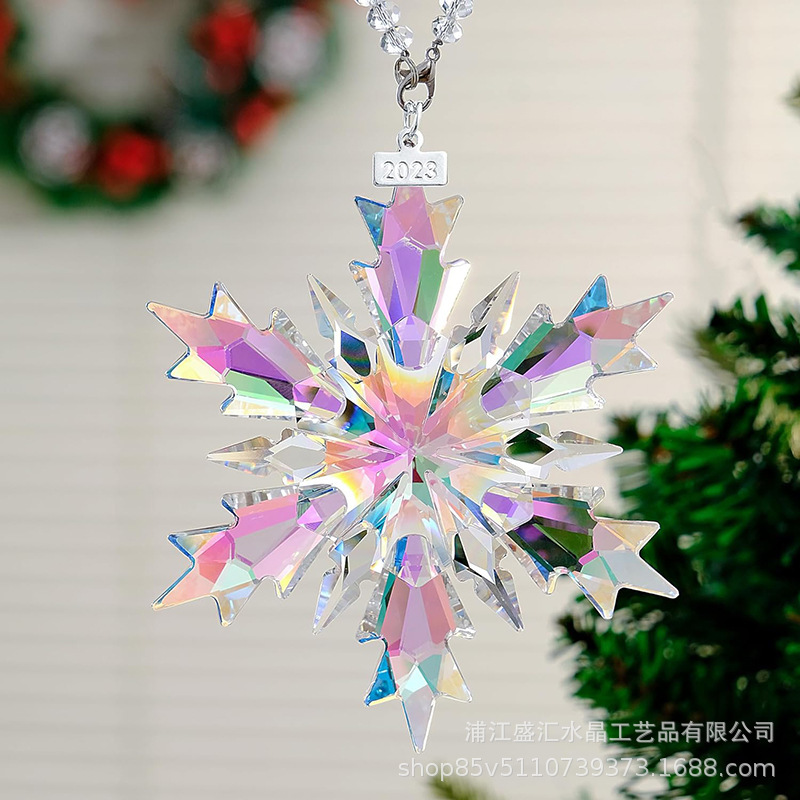 2024圣诞树雪花圣诞亚马挂饰tem源头专供挂件跨境热卖水晶亚马逊