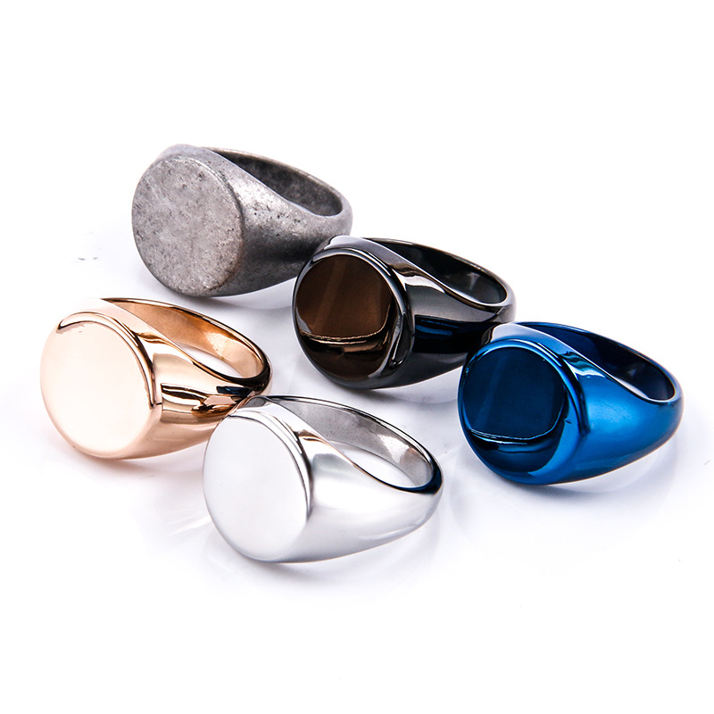 Hip-Hop Solid Color Titanium Steel Plating Men's Rings Men Band Rings display picture 1