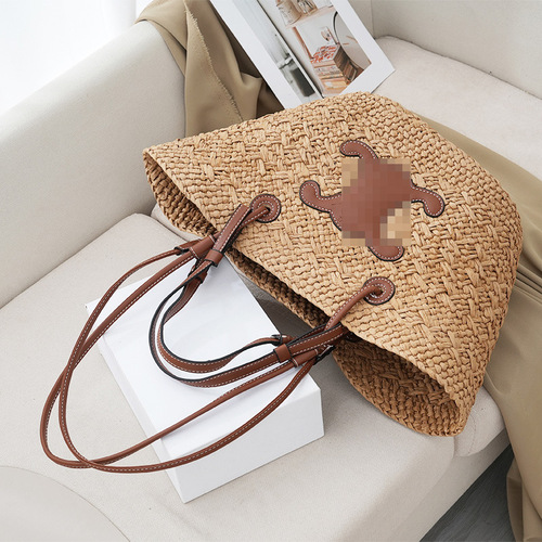 Summer Grass Weaving Large Capacity Commuting Beach Seaside Handbag Travel Handmade Basket Tote Bag