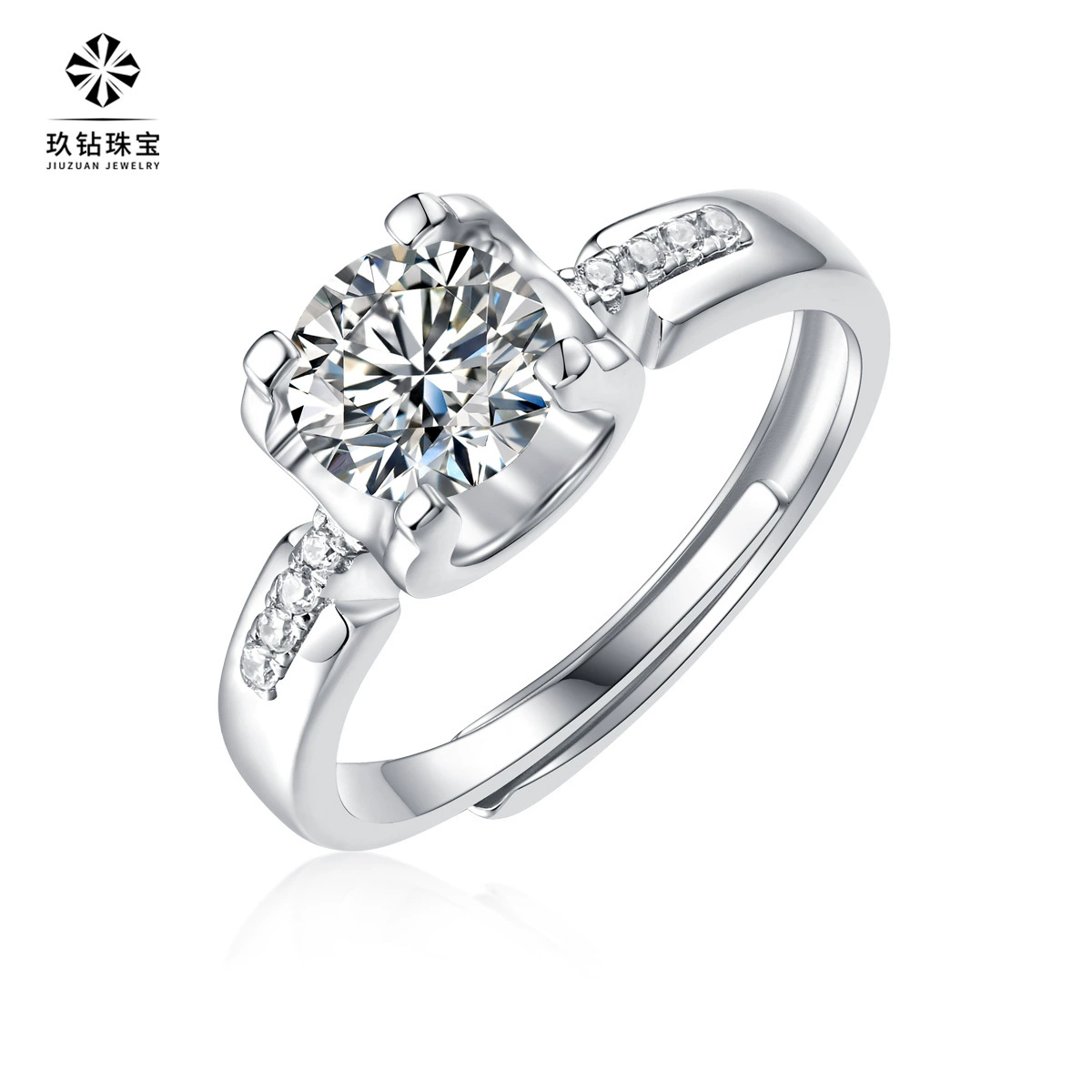 Ring with stone, adjustable wedding ring, silver 925 sample
