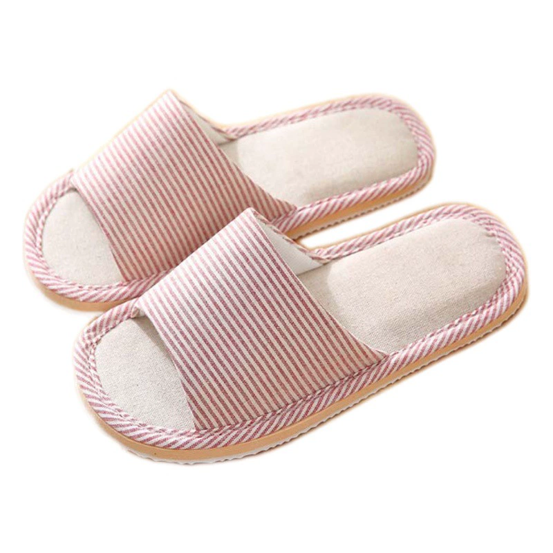 Home Four Seasons льняные тапочки домашний пол из ЭВА Нескользящие полосатые мужские и женские парные льняные тапочки оптом
