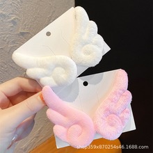 新款魔法少女小樱谢安然同款毛绒天使翅膀发夹白色可爱小清新头饰