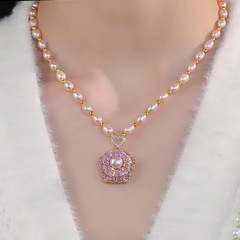 花天然淡水真珠ネックレス女性百合小衆軽豪華シンプルジルコン新中国式ジュエリーアクセサリー卸売り