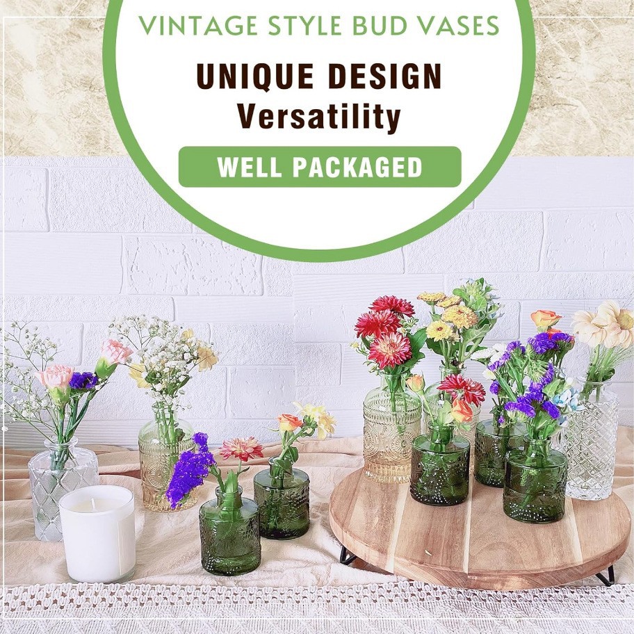 Amazon conjunto de vasijas de vidrio floral de alto nivel sentido retro mini vasijas en el viento de alta belleza adornos