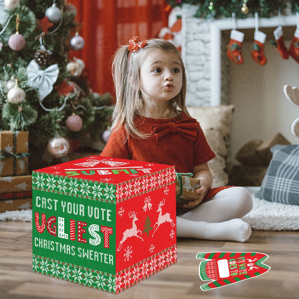 Europa y América nueva urna de Navidad de invierno Día de Año Nuevo fiesta suéter feo caja de lotería FIESTA DE Navidad suministros