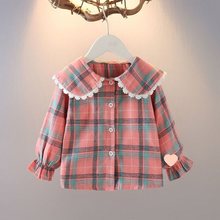 春秋女宝宝长袖衬衫儿童上衣中小童上衣棉格子衬衣衫小女孩洋气