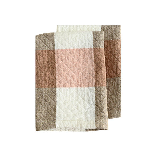 Japanese pair of pure cotton plaid pillow covers, four-layer gauze pillow cushion, single home bedding, available in all seasons