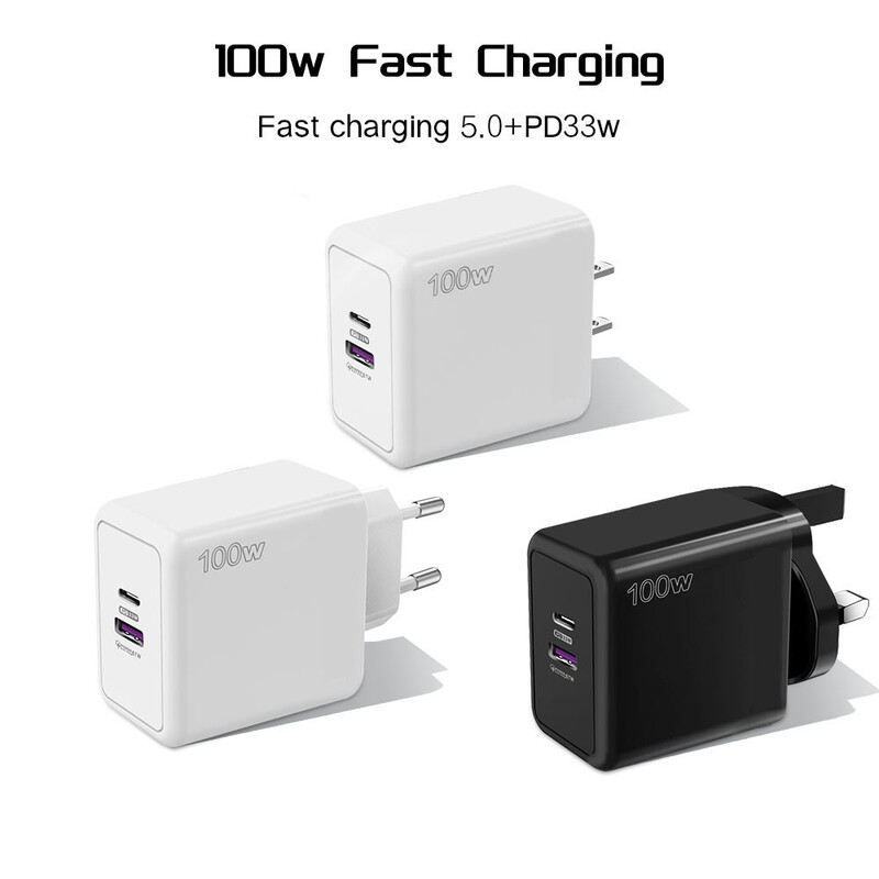 100W Mobile Phone Flash Charger Type-c European, American and British Regulations PD USB Applicable to Apple 15 Multi-port Charging Head