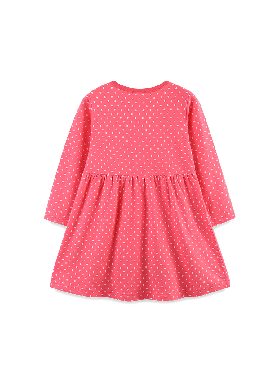 Vestido infantil de estilo europeo y americano otoño nuevo vestido de princesa de punto de onda de algodón de punto vestido de ropa infantil de cuello redondo