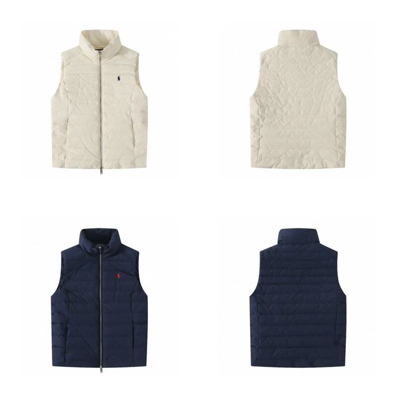 Rl Women's Classic Lightweight down Vest with Embroidered Horse Logo, Warm Stand Collar, Casual Versatile One-Piece Dropshipping