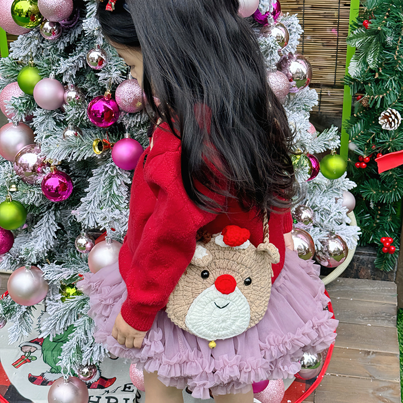 Bolsa de hombro de dibujos animados para niños y niñas, productos terminados de gancho, lindos árboles de Navidad, bolsas de mochila para niños 2025 nuevas bolsas para niños