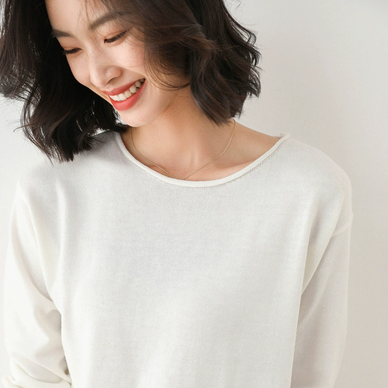 Women's Polyester Pullover (Brand) Slim Long-Sleeve Sweater, Round & V-Neck, Commuting Style