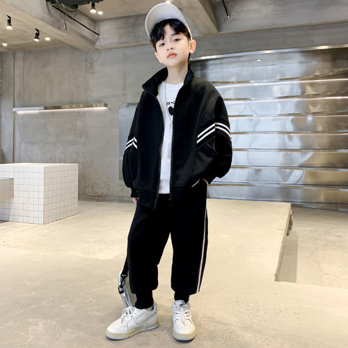 Children's clothing spring new children's suit 2024 Korean version boys' suit handsome middle and large children's sports suit two-piece set