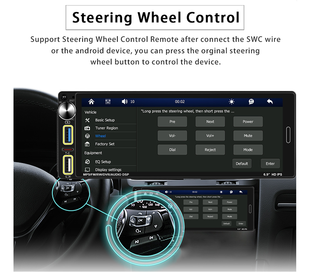 6.9 Inch 12V Single Spindle Wireless Apple Carplayfm Radio Car Bluetooth Mp5 Player 6290W
