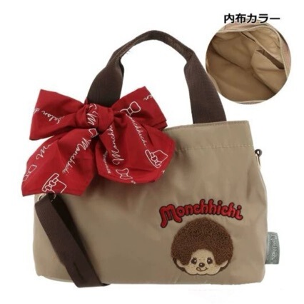 In-Stock Japanese-Style Multi-Compartment Monchhichi Embroidered Oxford Cloth Cartoon Everyday Large-Capacity Crossbody Tote Bag