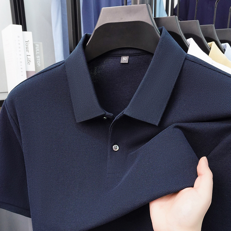 Solid Color Hexagonal Pique 100% Pure Cotton Light Business Men's T-Shirt Summer New Style Polo Shirt for Young and Middle-Aged Men Solid Color Hexagonal Pique 100% Pure Cotton Light Business Men's T-Shirt Summer New Style Polo Shirt for Young and Middle-Aged Men