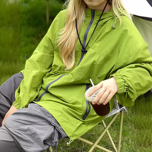 Mountain Outdoor Rush Clothes Women's Spring and Summer American Retro Couple Loose Functional Hooded Thin Coat Sunscreen Clothes