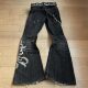 Cross-Border New Heavy Embroidery Jeans Unisex Punk Flared Pants Y2K Washed Long Pants Dark Style Pants