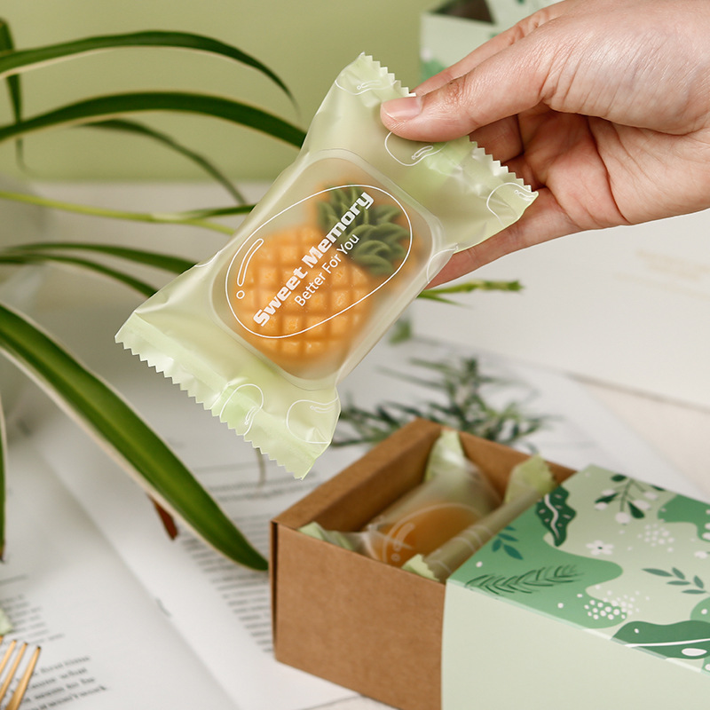 ins style transparent frosted mung bean cake packaging bag packaging box baked mung bean sorbet machine sealing bag with bottom tray self-sealing