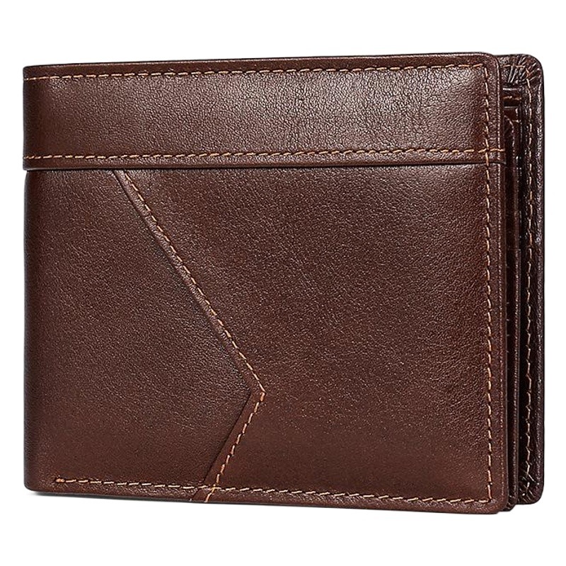 Europa y América del cuero genuino de los hombres cartera RFID anti-magnético anti-robo cepillo de aceite de la vendimia de la cera de vaca