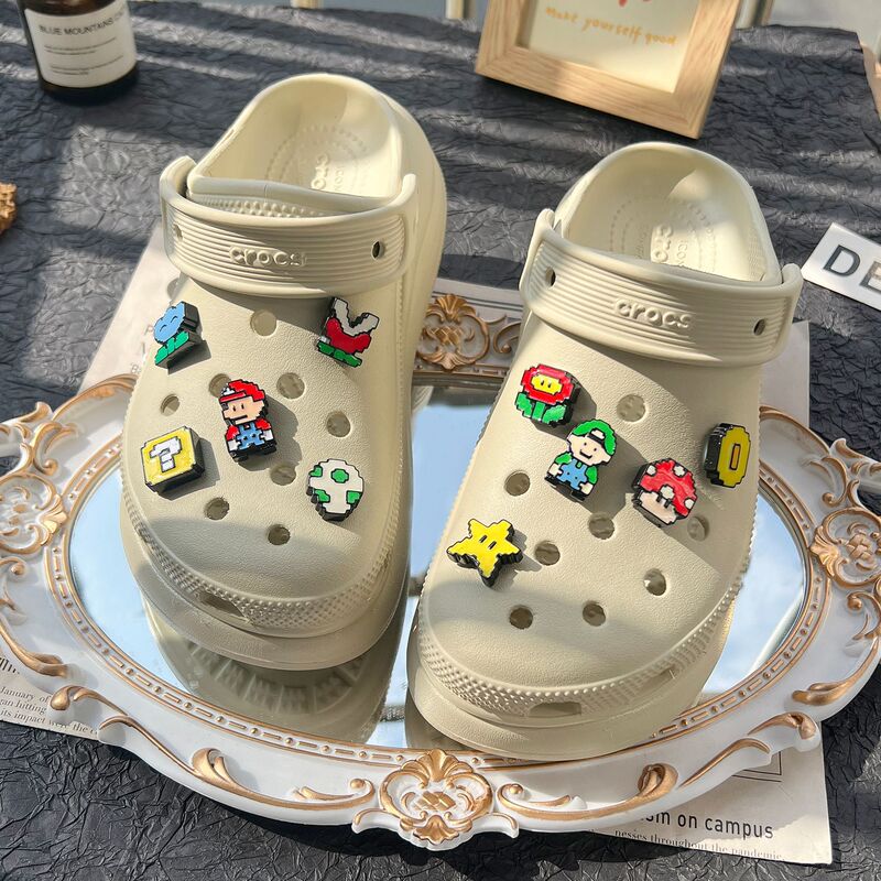 Super Mario Croc Shoes Accessories Cartoon Super Mario Compatible Removable DIY Decorative Buckle Set