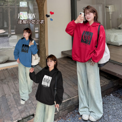 k3133美式复古红色卫衣2025秋连帽宽松休闲胖妹妹300斤洋气上衣