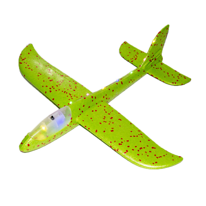 Avión de espuma de lanzamiento manual luminoso LED, planeador de maniobra acrobática, avión de espuma de juguete para niños, grande 48cm